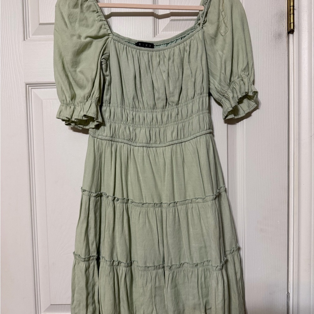 Chic Sage Green Long Sleeve Dress